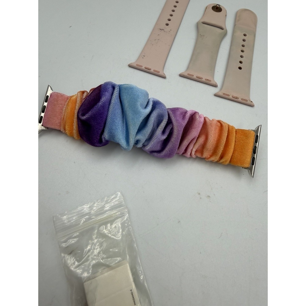 Lot Of Apple Watch Bands, Variety, Rose Gold Steel, Scrunchie, & Plastic & LINKS - Picture 6 of 13